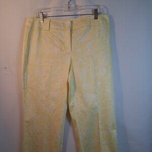 New York & Co Women's Yellow Patterned Crop Pants Size 12.